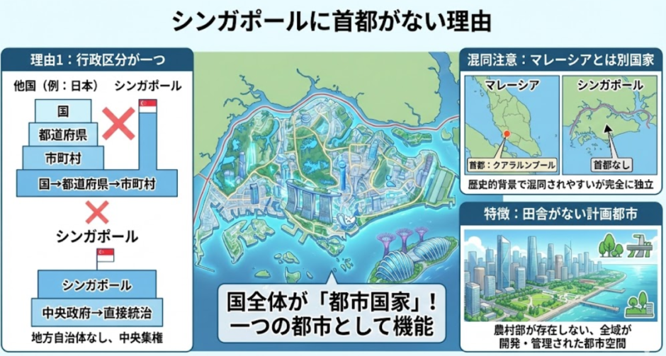 【シンガポールに首都がない理由】クアラルンプールとは無関係！都市国家の仕組みと誤解を整理