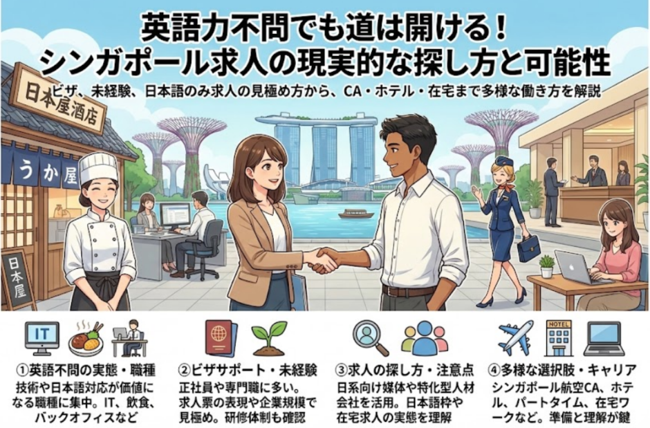 【シンガポールの求人】英語不問！日本語のみで働く方法はある？職種と失敗しない探し方