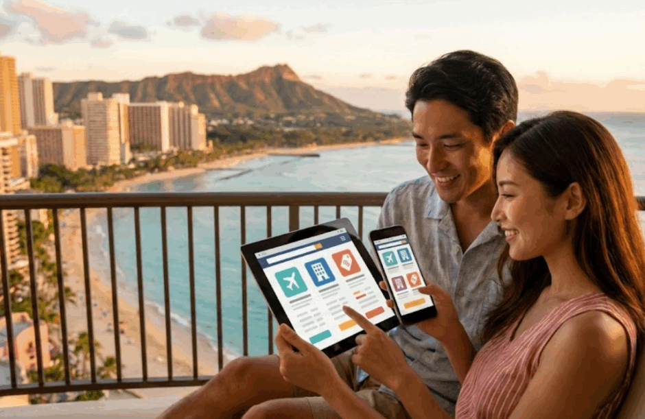 【最新版】ハワイ行き航空券＆ホテルはどこで予約する？ Expedia・Trip.com・楽天トラベル徹底比較【HIS／JTB／エアトリ／Hotels.comも評価】