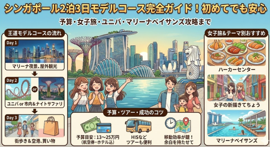 シンガポール2泊3日モデルコース・旅行費用を徹底解説｜女子旅から定番まで