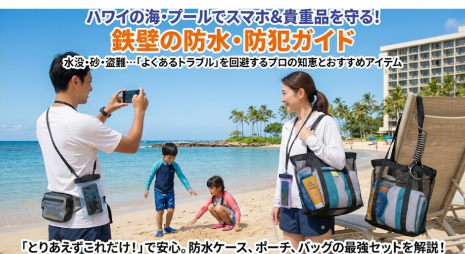 ビーチでスマホと貴重品を守る｜防水スマホケース＆海遊び便利グッズ【ハワイ対応版】